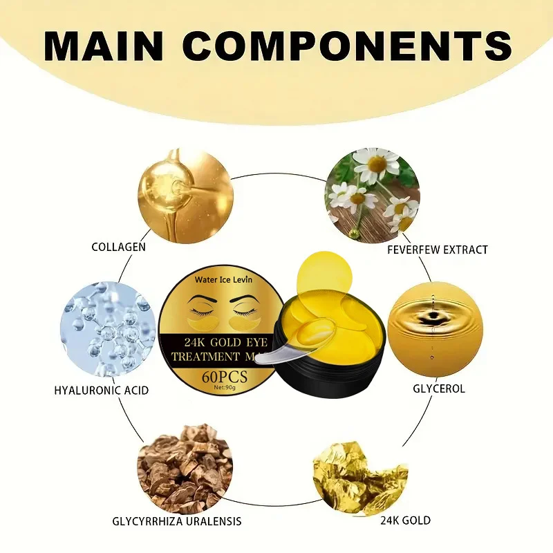24K Gold Eye Pads - Firming & Moisturizing Under-Eye Treatment (60 Pieces) 2 24k gold eye pads spu845152033386 desc 2