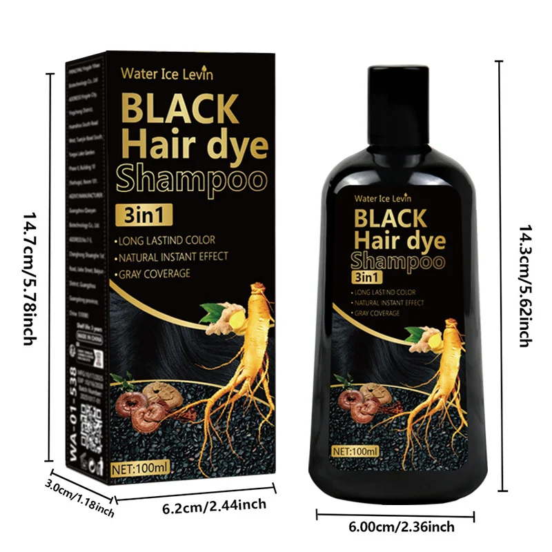 Black Hair Dye Shampoo - 3-in-1 Long Lasting Color & Gray Coverage 1 black hair dye shampoo spu1002159627647 desc 1
