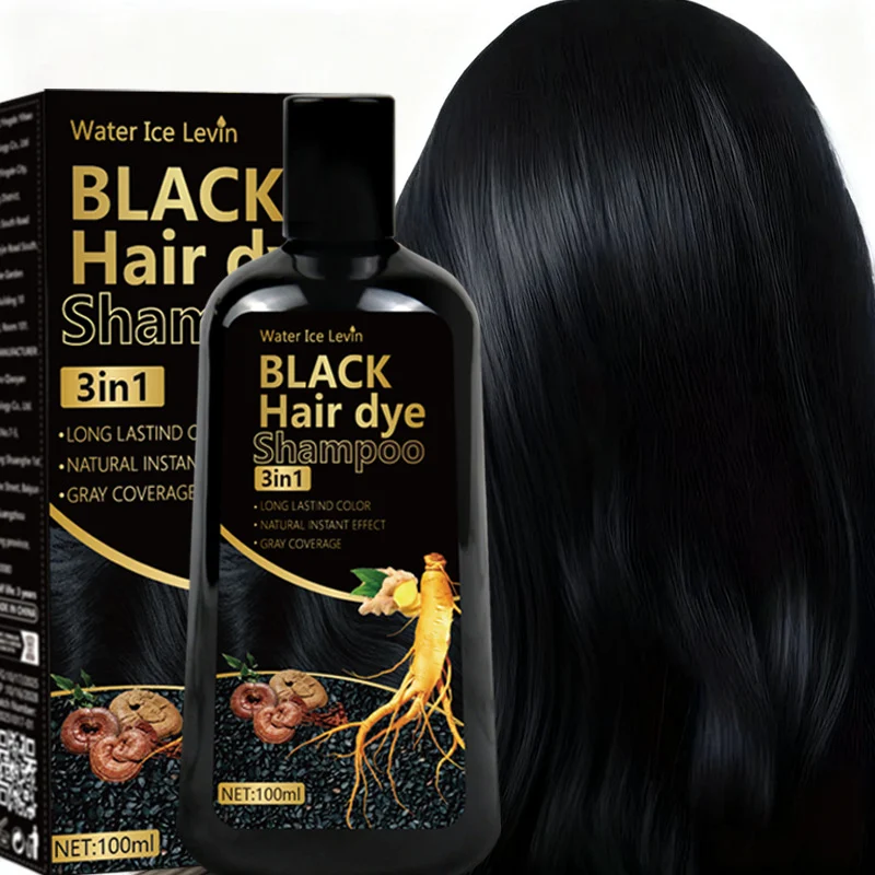 Black Hair Dye Shampoo - 3-in-1 Long Lasting Color & Gray Coverage 3 black hair dye shampoo spu1002159627647 desc 3