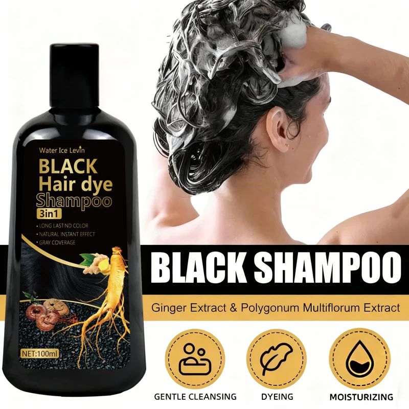 Black Hair Dye Shampoo - 3-in-1 Long Lasting Color & Gray Coverage 6 black hair dye shampoo spu1002159627647 desc 6