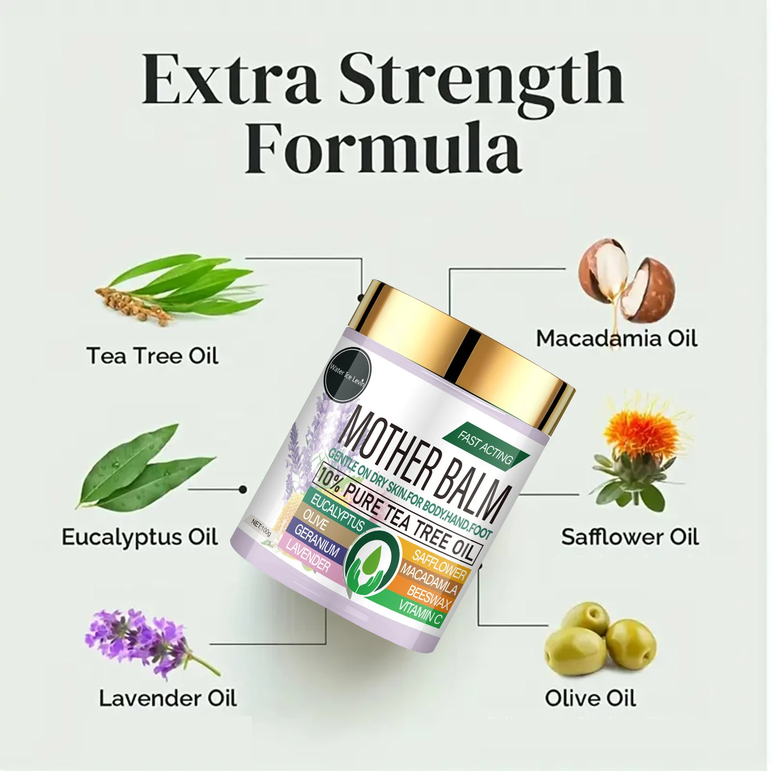 10% Tea Tree Oil Body Balm with Vitamin C & Macadamia (100g) 4 body balm moisturizer spu948456419059 desc 4