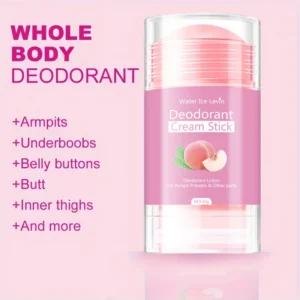 Water Ice Levin Deodorant Cream Stick for Armpits & Whole Body, Peach Scent, 45g
