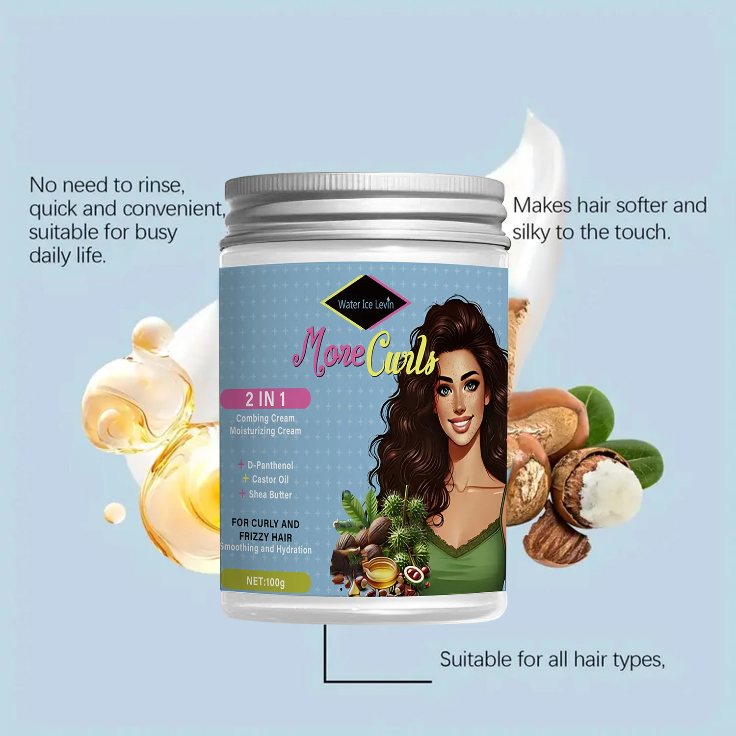 2-in-1 Combing & Moisturizing Cream for Curly Frizzy Hair - 100g 4 hair combing moisturizing cream spu941212648133 desc 4