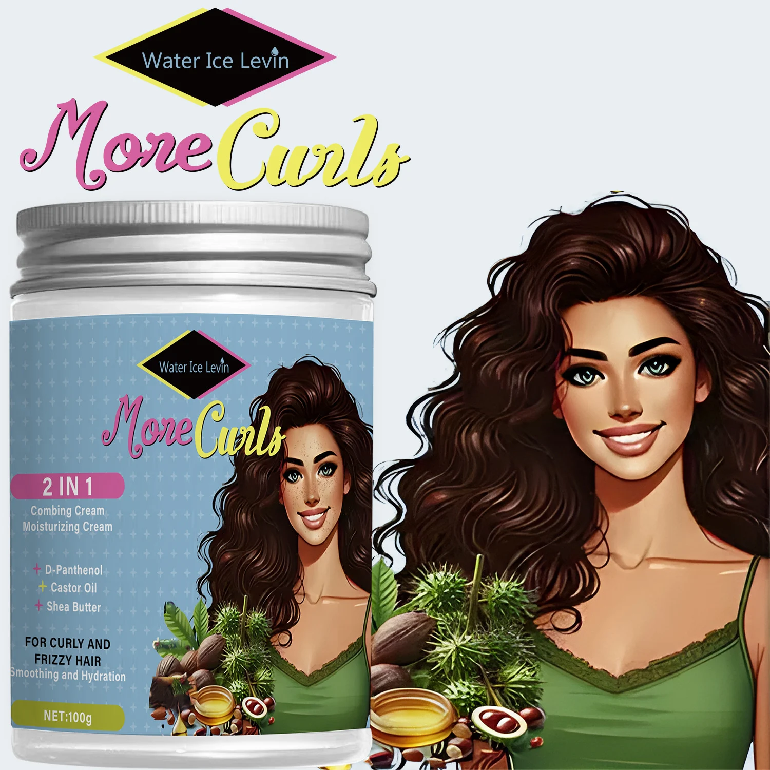 2-in-1 Combing & Moisturizing Cream for Curly Frizzy Hair - 100g 8 hair combing moisturizing cream spu941212648133 desc 8