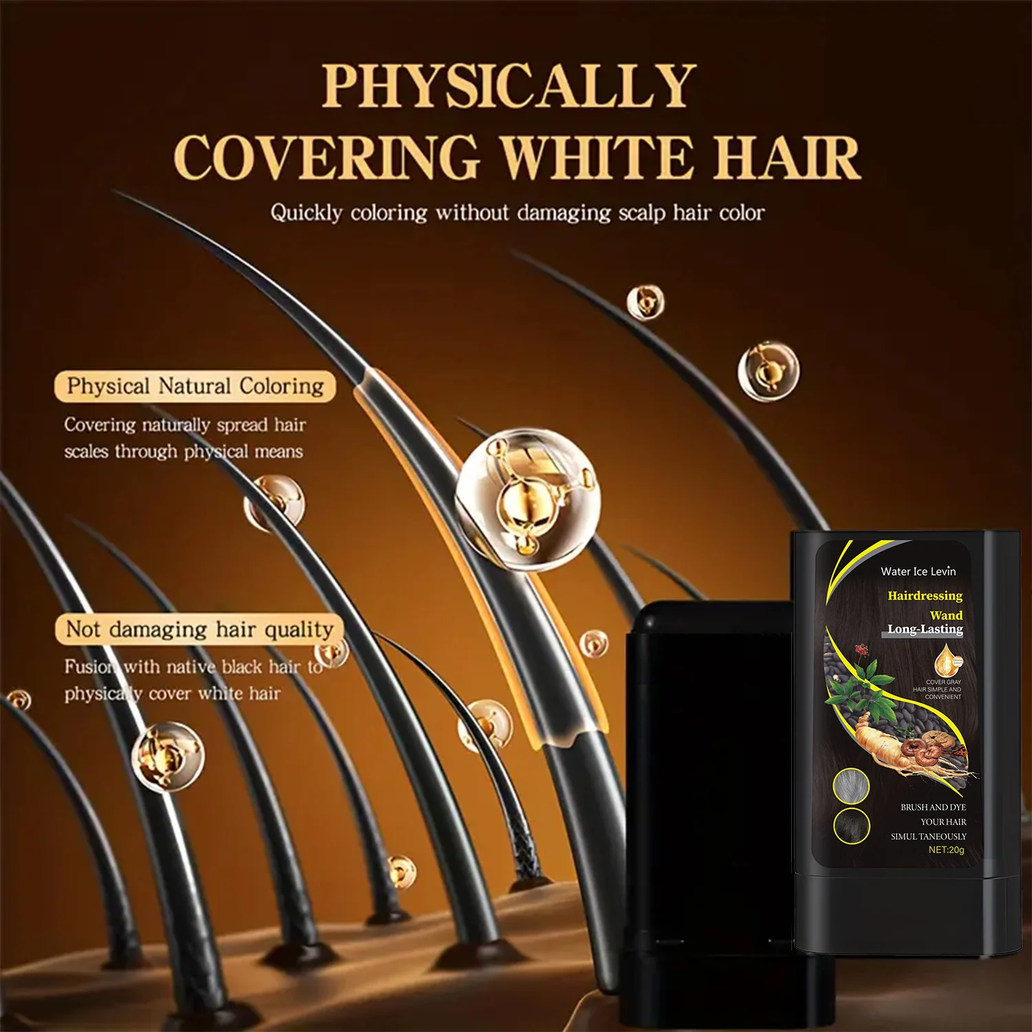 Gray Hair Coverage Wand - Instant Brush & Dye Applicator (20g) 2 hair dyeing wand comb spu945905861121 desc 2