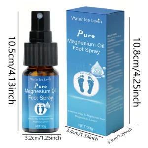 Water Ice Levin Magnesium Oil Foot Spray 30g - Odor Control, Moisturizing & Exfoliating