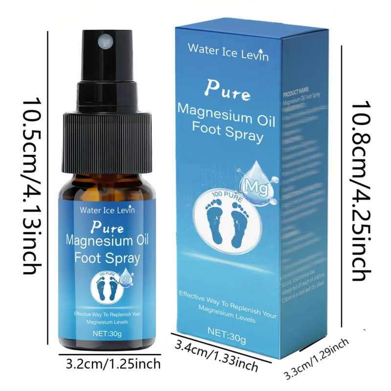 Water Ice Levin Magnesium Oil Foot Spray 30g - Odor Control, Moisturizing & Exfoliating