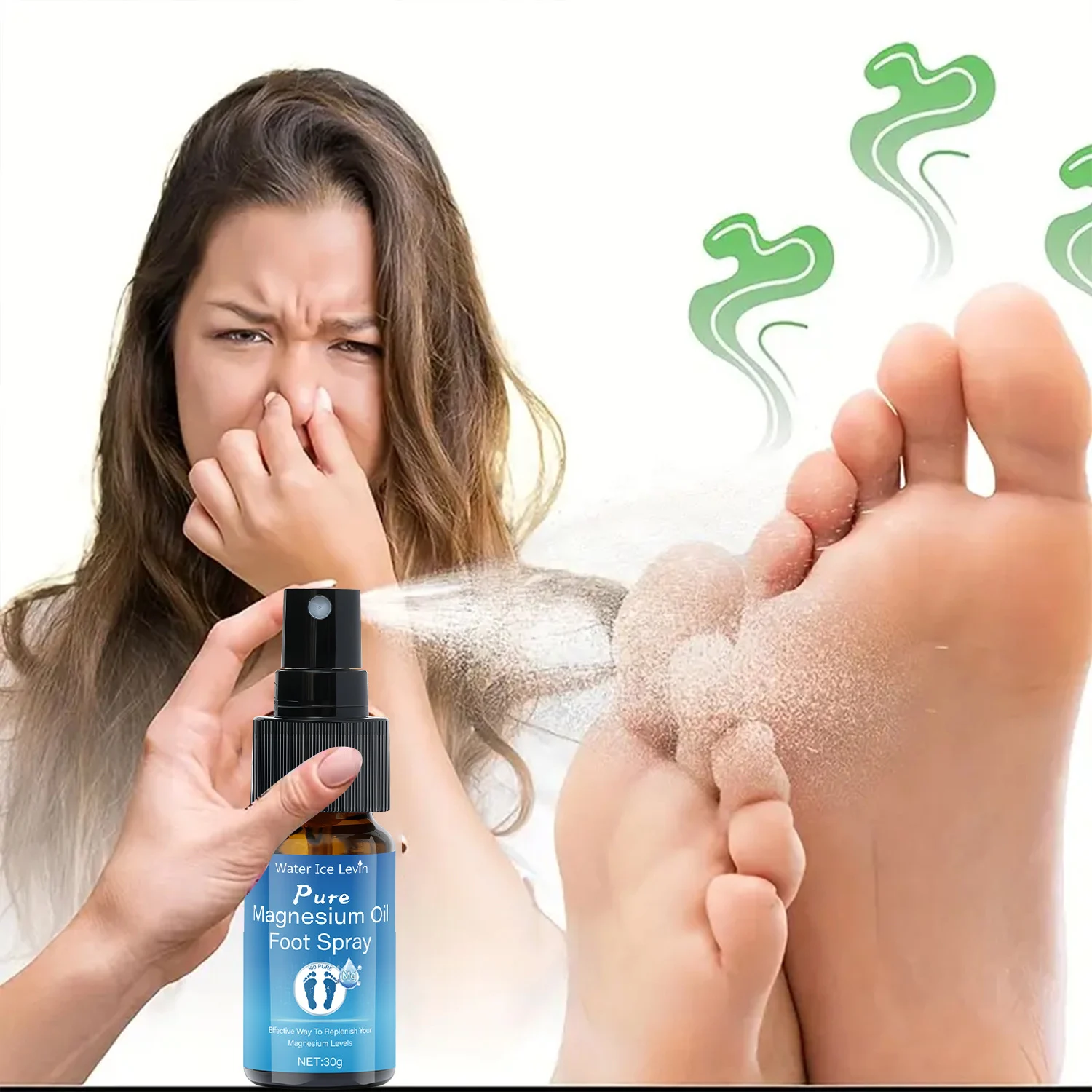 Magnesium Oil Foot Spray 30g - Odor Control & Exfoliating 1 magnesium oil foot spray spu990426248732 desc 1