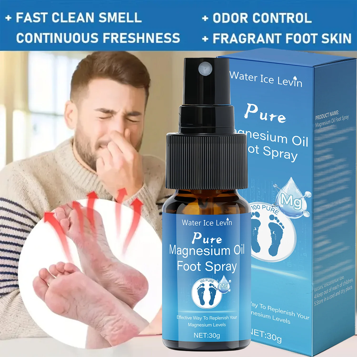 Magnesium Oil Foot Spray 30g - Odor Control & Exfoliating 3 magnesium oil foot spray spu990426248732 desc 3