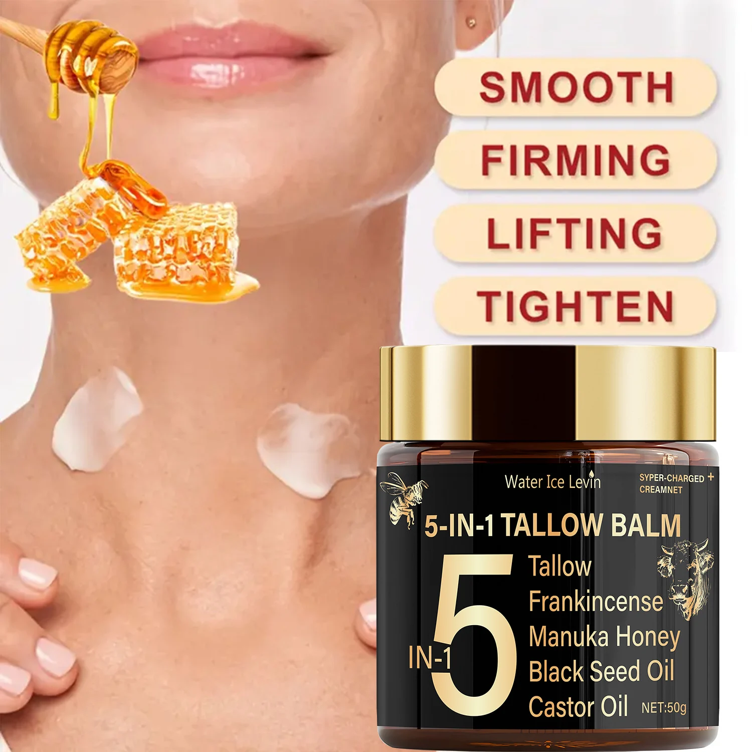 5-in-1 Tallow Balm with Manuka Honey & Frankincense - Hydrating Firming Cream 50g 2 tallow balm face body cream spu964697643033 desc 2