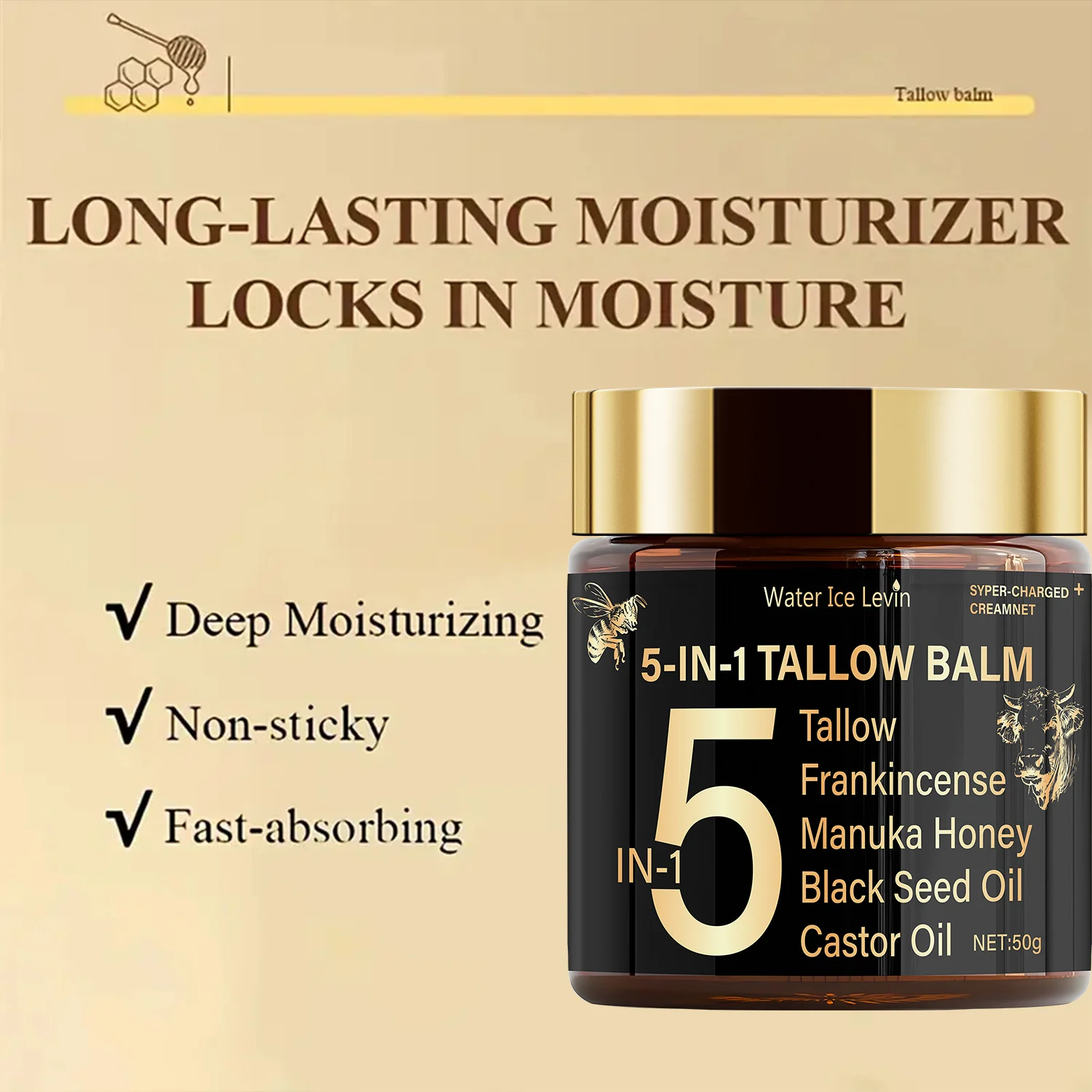 5-in-1 Tallow Balm with Manuka Honey & Frankincense - Hydrating Firming Cream 50g 4 tallow balm face body cream spu964697643033 desc 4