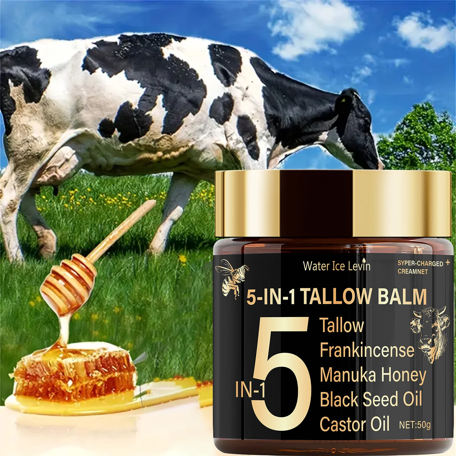 5-in-1 Tallow Balm with Manuka Honey & Frankincense - Hydrating Firming Cream 50g 5 tallow balm face body cream spu964697643033 desc 5