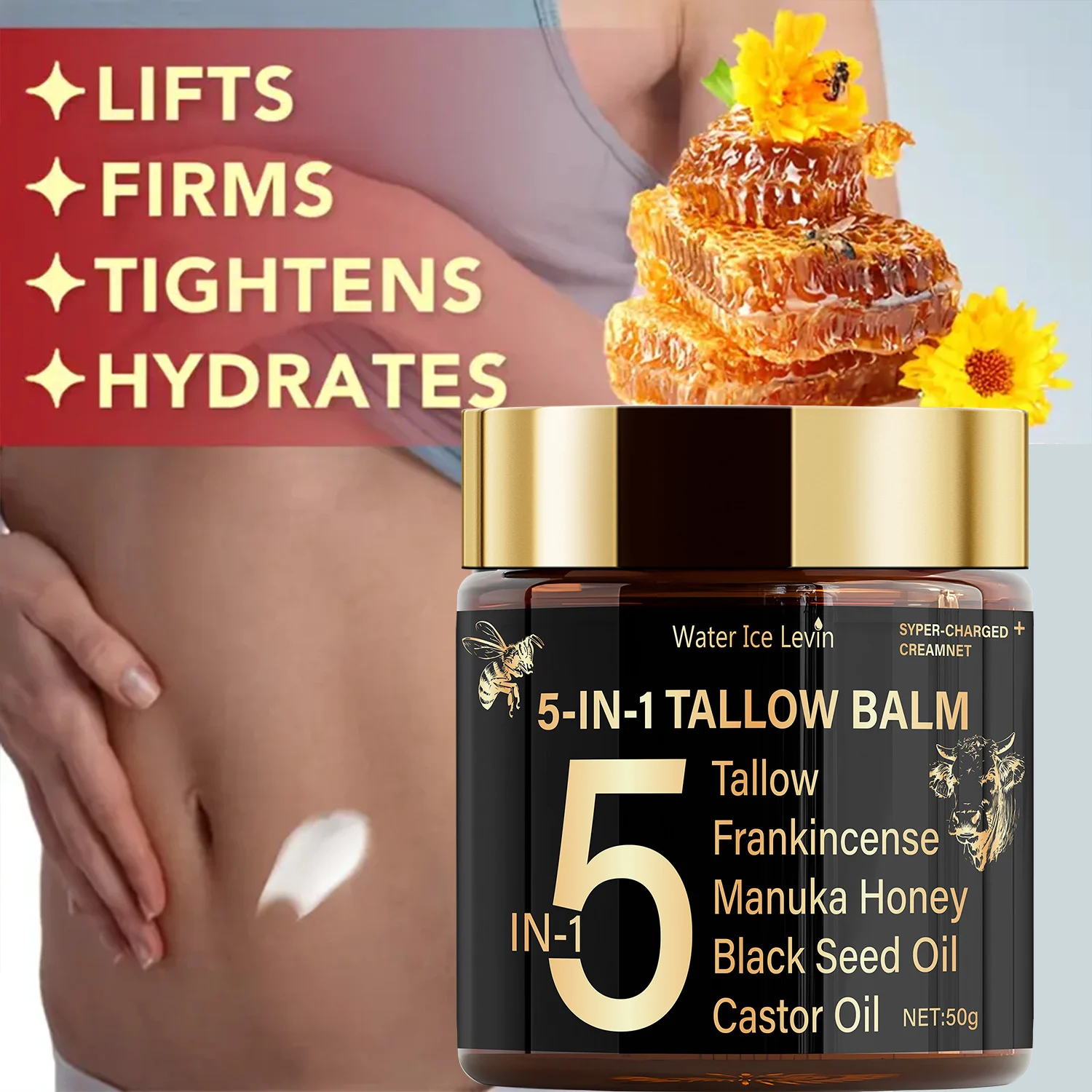 5-in-1 Tallow Balm with Manuka Honey & Frankincense - Hydrating Firming Cream 50g 6 tallow balm face body cream spu964697643033 desc 6